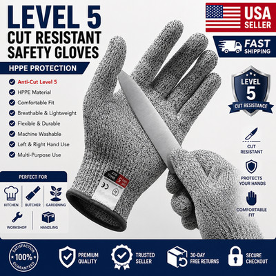 Level 5 HPPE Anti-Cut Gloves Kitchen Gardening Anti-Cut Knitted Gloves Anti-Thor