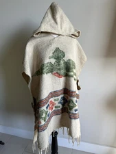 Vintage Hooded Hand Loom Native American Poncho. 29”x 36”.See pics.