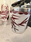 Etched Bamboo Pattern Glass Drinkware Set Red Clear White Decanter Ice Bucket — photo 6