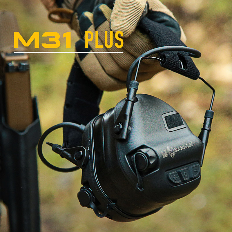 EARMOR M31 PLUS Electronic Shooting Ear Protection Earmuffs for Gun Range Black