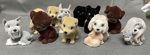 VTG. Puppy In My Pocket Lot of 11 Flocked dog Figures Toy. Various Breeds HTF