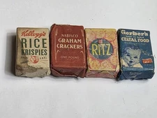 4 PLAYTOWN Dollhouse Miniature Food boxes Ritz, Gerber, Kellogg, & Nabisco 