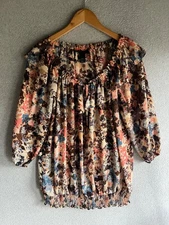 Lane Bryant Blouse Womens 18/20 Floral Print Boho Flutter Flowy Artsy Beachy
