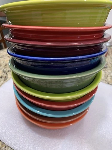 Homer Laughlin Fiestaware Pink Fiesta Vintage Soup Cereal Bowls 7" Set Of 10