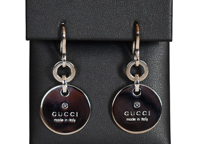 GUCCI TRADERMARK LOGO 925 STERLING SILVER Hook Fastening DROP DANGLE Earrings