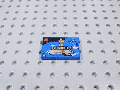 LEGO City 2x3 Printed Blue Tile Lighthouse Helicopter Minifig AB