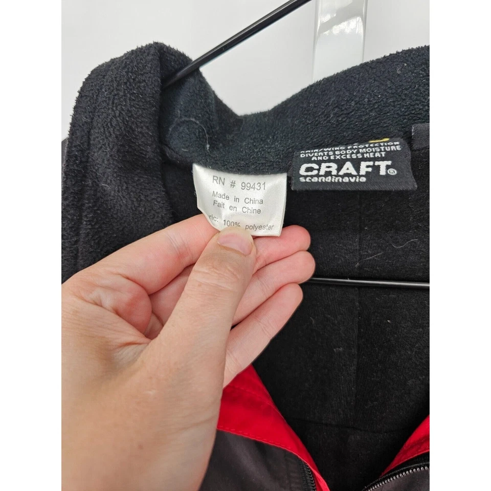 Chaqueta cortavientos Craft Cycling para hombre talla L capa 3 cremallera completa roja negra Foto 2 de 4