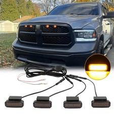 For Dodge Ram 1500 4pcs Led Front Grille Lights Amber Running Raptor Style Lamps