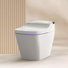 Stylement Tankless Smart Bidet One Piece Toilet Square in White, UV LED, Auto Fl