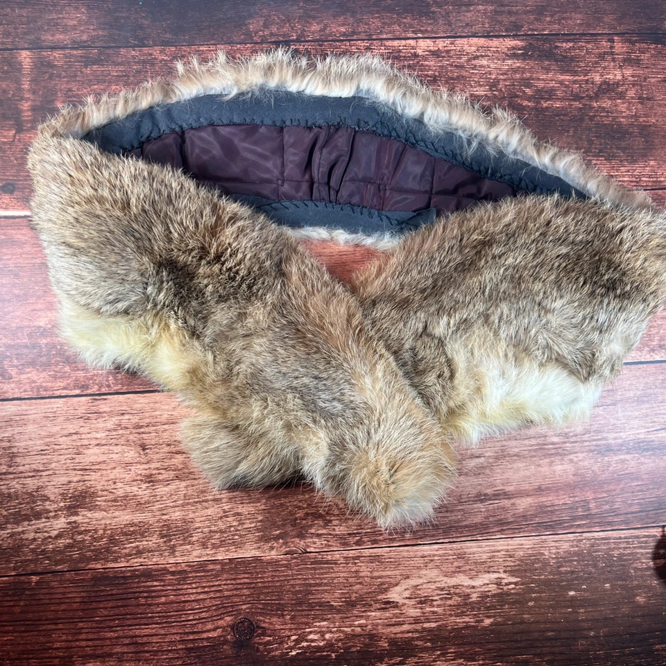 Vintage Genuine Rabbit Fur Collar Stole Wrap ~ Brown / Tan ~ Lined ~ 46” Long - Image 2 of 4