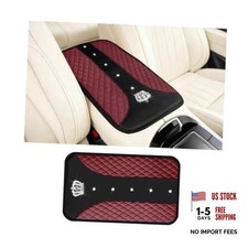 Bling Car Center Console Cover, Crown Crystal Rhinestones Vehicle Wine Red
