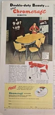 1951 Yellow and Red Chromcraft Dinette sets Vintage Furniture Ad 