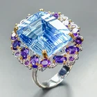 30 ct+ IF Quality Natural Blue Topaz Ring 925 Sterling Silver Size 7.5 /R467787