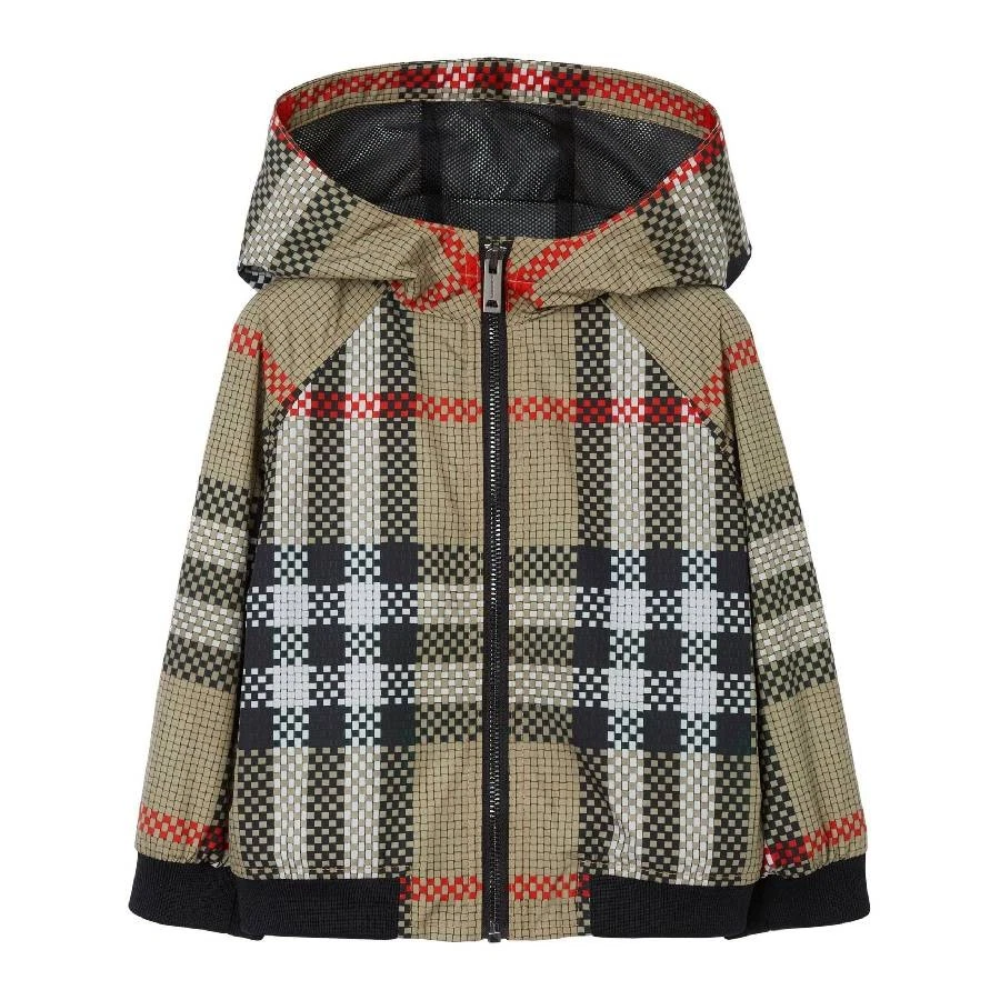 Giacca Burberry bambino con cappuccio e zip a quadri