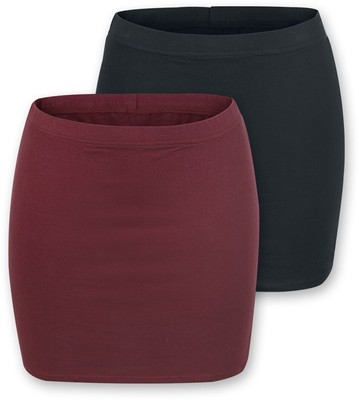 RED by EMP Damen schwarzer und roter kurzer Rock im Doppelpack