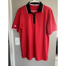 Adidas Men's Medium Aeroready Climacool Red Short Sleeve Polo Shirt