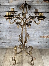 Fancy Candelabrum Candle Holder Brass Ornate Four Arms Bronze Candlestick