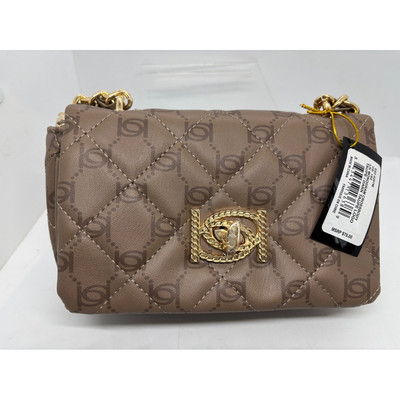 NWT Bebe LIV MONOGRAM Crossbody Bag Purse Taupe w Logo Vegan Faux MSRP $79.00