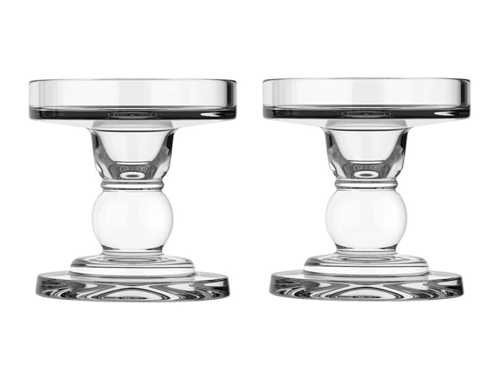 2Pcs Glass Candle Holders,Crystal Glass Candle Holder,Clear 