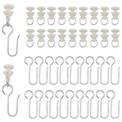 ZZLZX 20 Sets Curtain Track Pulley Hooks Metal S Hanging Shower...