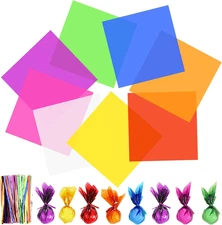 40 Pcs 14 x 14 Inch Colored Cellophane Paper Cello Sheets Wraps Multi-Colored Ce