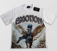 NEW 2025 Mixed Emotion White "Arch Angel" Rhinestone Men's Tee High-Quality S-XL