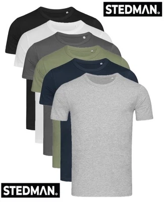 Stedman T-Shirt Homme Uni en Cotton Jersey Slim Fit Épaules latérales Fit-T - Photo 1/2