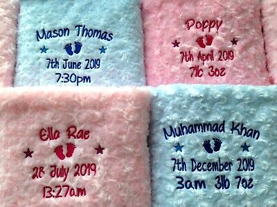 Buy PERSONALISED BABY BLANKET EMBROIDERED SOFT FLUFFY GIFT
