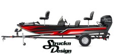 Boat Wrap Red Gray Black Vinyl Graphic Decal Kit Fishing Abstract Cracked Lines