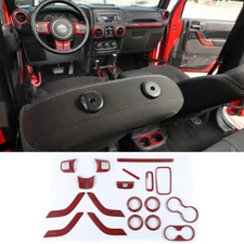 18 PCS Full Set Interior Decoration Trim Kit for 2011-2018 Jeep Wrangler JK JKU