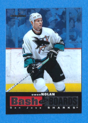 OWEN NOLAN, SHARKS  1996-97 LEAF LIMITED BASH THE BOARDS INSERT CARD #3  - NM