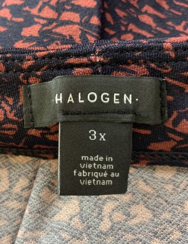 NWT Halogen Women's Plus Size 3X Navy Abstract Print Pencil Skirt with Tie Belt - Picture 7 of 8