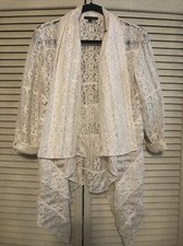 NWOT ALBERTO MAKALI Ivory Cascading With drape Open Front Cardigan Sz M