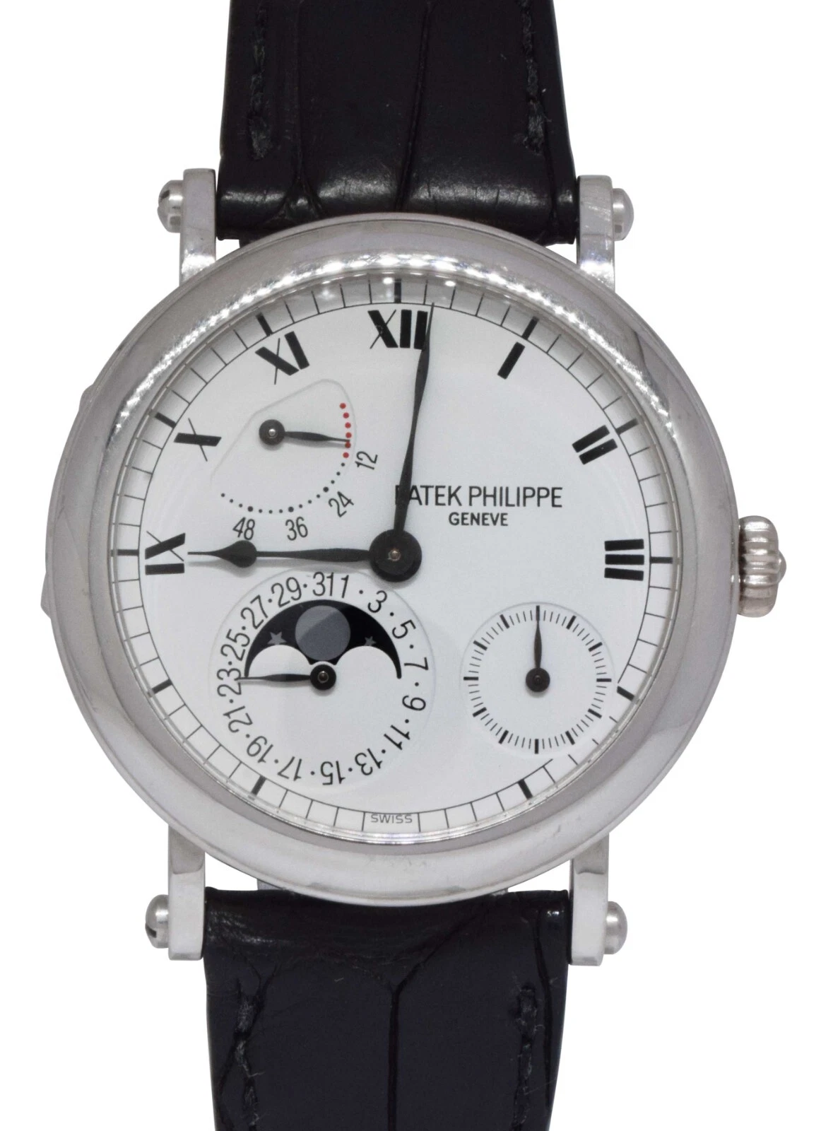 Patek Philippe — Patek Philippe Complications 18k White Gold Power Reserve Moon Mens Watch 5054G