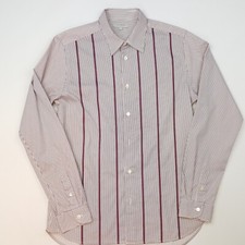 Ted Baker Mens Shirt Size 3 Fits Like Small Slim Fit Purple Striped Stretch