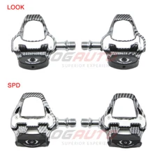 For SPD / LOOK Road Bike Clipless Self-Lock Pedal W/ Cleat Carbon Fiber Pattern