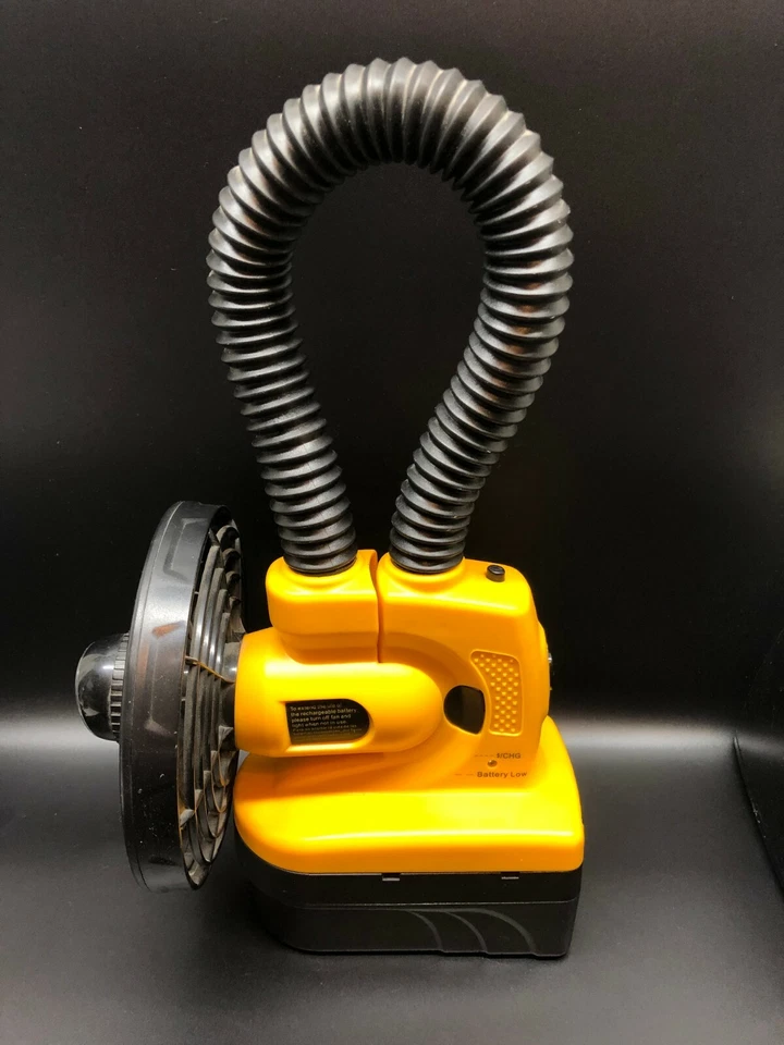 O2Cool Cordless Rechargeable Fan Light Industrial Yellow Black Long Bending Neck - Image 3 of 4
