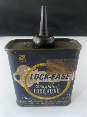 Vintage 1948 LOCK-EASE Graphited Lock Fluid Advertising Oil Tin LE-4