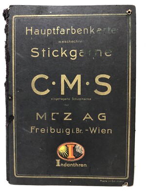 ANTIQUE Hauptfarbenkarte Stickgarne C M S Indanthren Thread Sample Book GERMANY