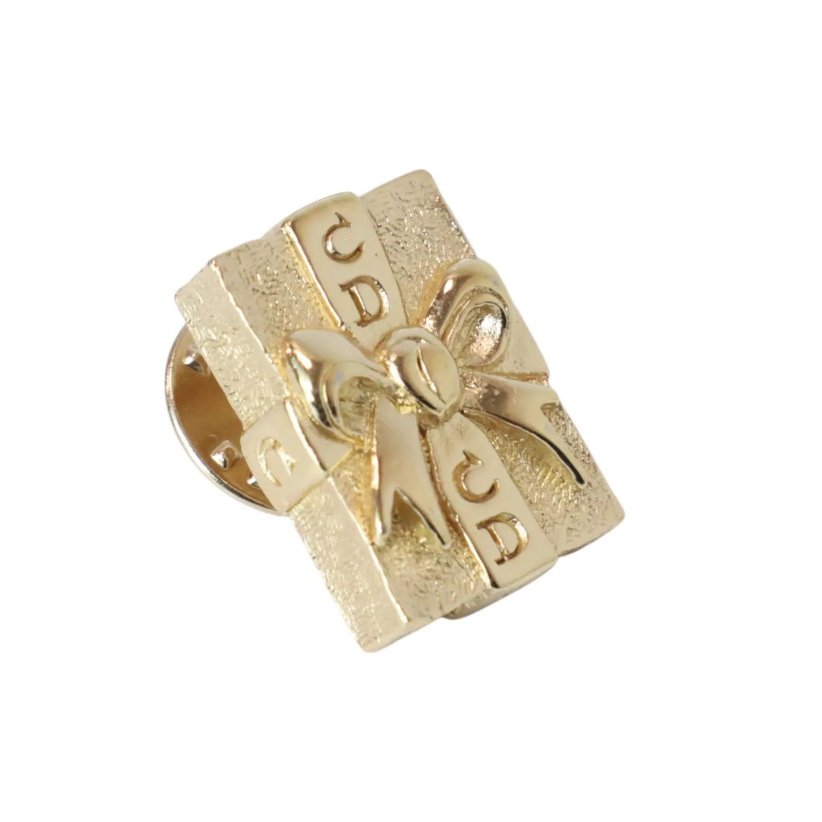 Broche revers vintage Christian Dior plaqué or cadeau coffret cadeau logo CD années 80