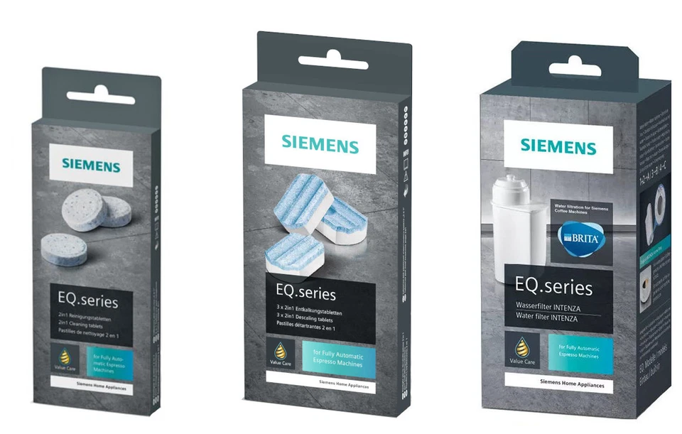 SIEMENS Reinigungstabletten + Entkalkungstabletten + Wasserfilter für EQ Series