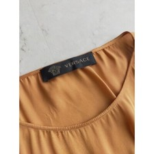 Used Versace Sleeveless Dress Silk Lace Dress Women Size IT 38 Orange Gold