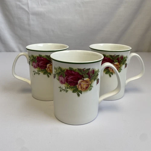 Vintage Royal Albert Old Country Roses Coffee/Tea Mugs Bone China Cups Set of 3