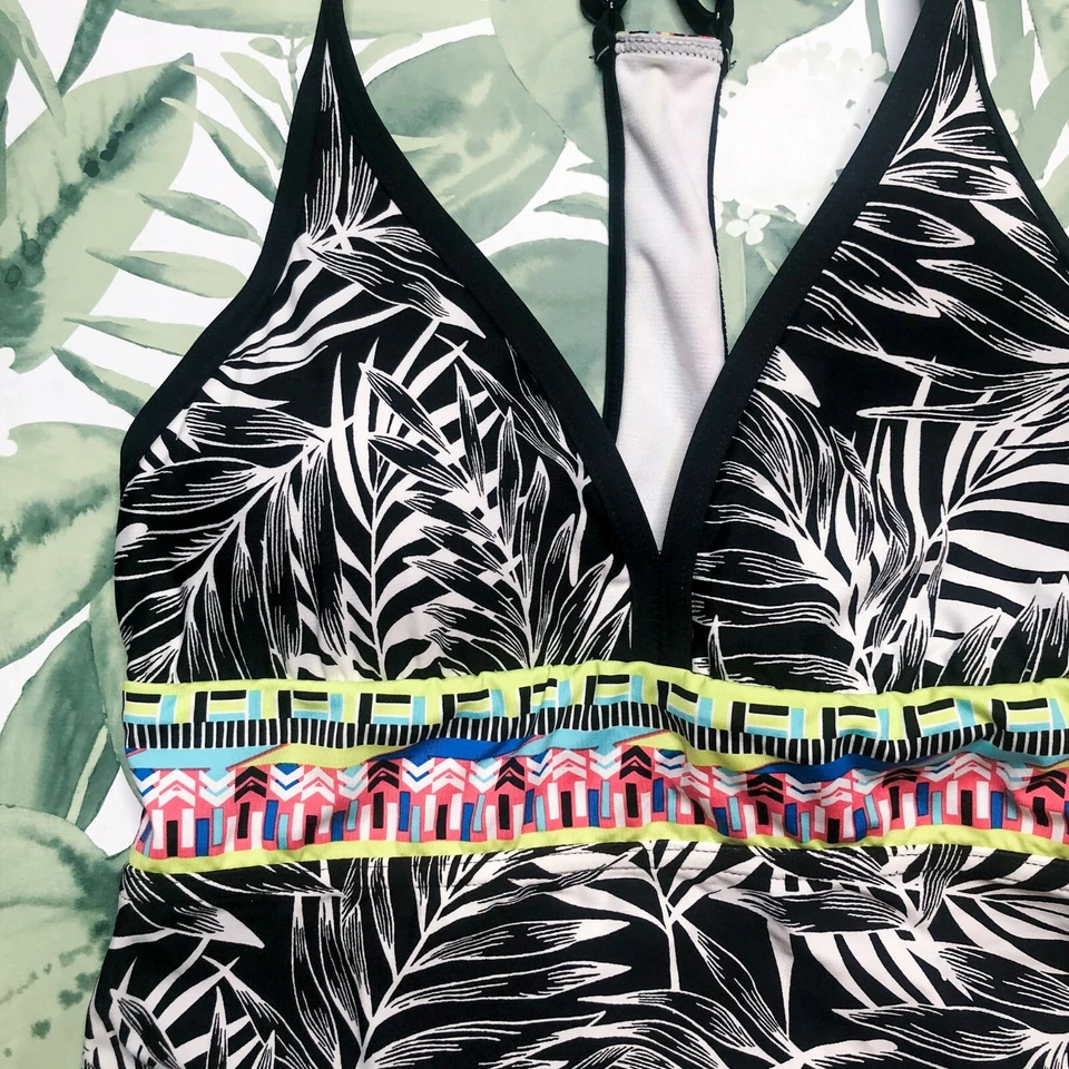 НОВЫЙ С ЯРЛЫКАМИ JAG ТЕПЛЫЙ ГЕОМЕТРИЧЕСКИЙ ТАНКИНИ КУПАЛЬНЫЙ КОСТЮМ ВЕРХНИЙ RACERBACK ТРОПИЧЕСКАЯ ЛАДОНЬ ЧЕРНЫЙ S - Изображение 2 из 4