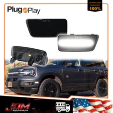 For 2021-2024 Ford Bronco Sport Smoked Front White LED Bumper Side Marker Lights