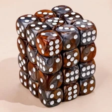 NEW Dice Cube Set of 36 D6 (12mm) - Meteorite Bronze Silver