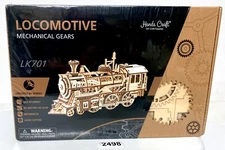 ROKR LK701 Mechanical Gears Locomotive 3D Wooden Train Operated By Spring NEW