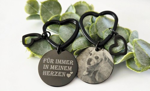 Herz Schlüsselanhänger Metall Personalisiert Graviert Foto Name Schlüssel ID - Bild 7 von 19