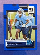 ⭐🏈Roger McCreary 2022 Donruss RATED ROOKIE Blue Press Proof #365 RC Titans