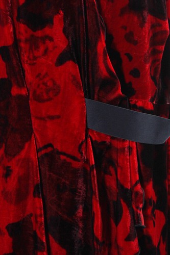 Rachel Roy Talla Grande Rojo Drapeado Terciopelo Estampado con Vuelo Vestido 20W - Imagen 3 de 3